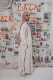 Lama Jamous - Cream Ribbed Cardigan - Afflatus Hijab