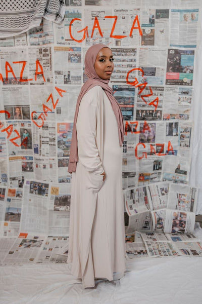 Lama Jamous - Cream Ribbed Cardigan - Afflatus Hijab