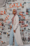 Lama Jamous - Cream Ribbed Cardigan - Afflatus Hijab