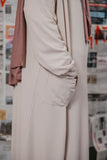 Lama Jamous - Cream Ribbed Cardigan - Afflatus Hijab
