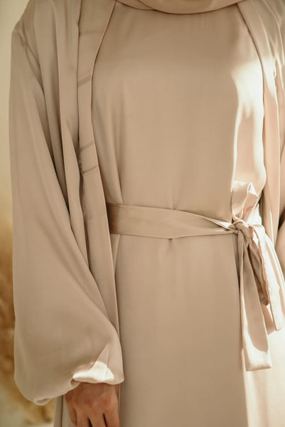 Maryam (AS)- Satin Open Abaya - Afflatus Hijab - abaya, modest, modest clothing, modest fashion, modest wear