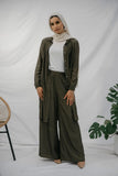 Olive Green Set Button Up *TOP* - Afflatus Hijab - crinkled hijabs, hijab, hijab fashion, hijab in islam, Hijab online