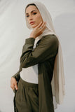 Olive Green Set Button Up *TOP* - Afflatus Hijab - crinkled hijabs, hijab, hijab fashion, hijab in islam, Hijab online