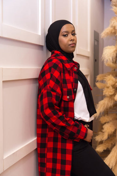 Eman Sousa- Black & Red Plaid Top - Afflatus Hijab - casual, clothing, fashion, hijab, modest