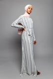 Yasmin Long Sleeve Maxi Stripe Dress - Afflatus Hijab - dresses