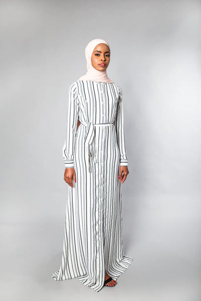 Yasmin Long Sleeve Maxi Stripe Dress - Afflatus Hijab - dresses