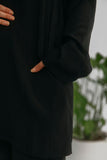 Black Cardigan with Belt *TOP* - Afflatus Hijab - modest, modest clothing, modest fashion, modest wear, modesty
