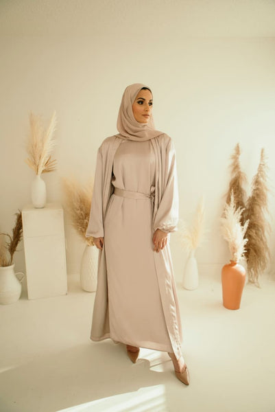 Maryam (AS)- Satin Open Abaya - Afflatus Hijab - abaya, modest, modest clothing, modest fashion, modest wear