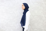 Navy Chiffon Hijab - Afflatus Hijab - Chiffon Hijabs