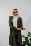 Olive Green Set Button Up *TOP* - Afflatus Hijab - crinkled hijabs, hijab, hijab fashion, hijab in islam, Hijab online