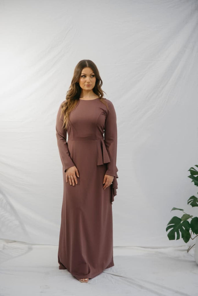 Afflatus Hijab - Purple Maxi Dress with Side Ruffle Afflatus Hijab - Purple Maxi Dress with Side Ruffle