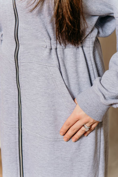 Sana Alugaili- Maxi Grey Cinched Hoodie - Afflatus Hijab