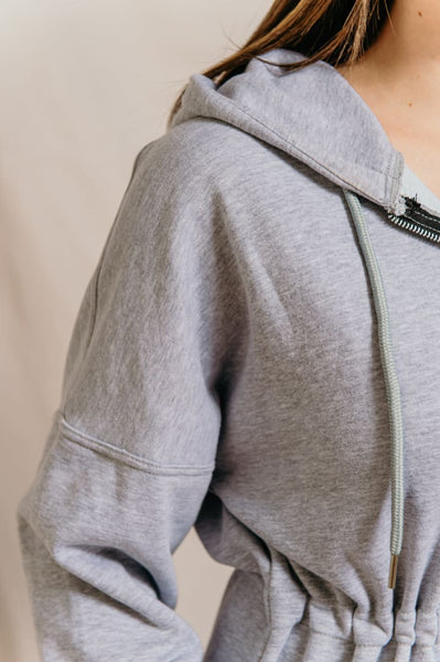 Sana Alugaili- Maxi Grey Cinched Hoodie - Afflatus Hijab