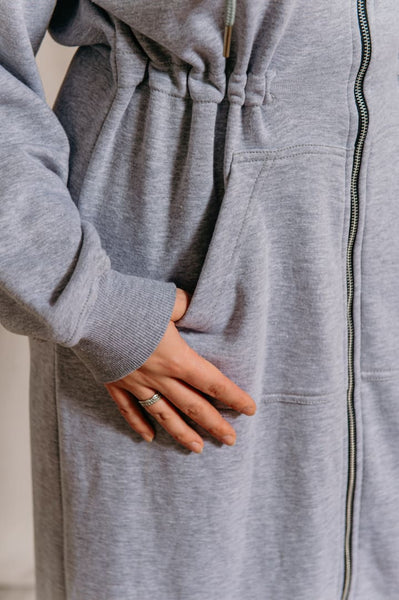 Sana Alugaili- Maxi Grey Cinched Hoodie - Afflatus Hijab