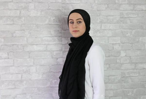 Black Cotton Hijab - Afflatus Hijab - Cotton