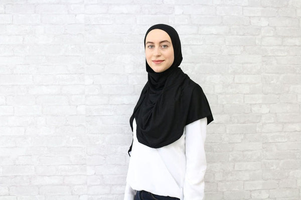 Black Instant Jersey Hijab - Afflatus Hijab - hijab Jersey