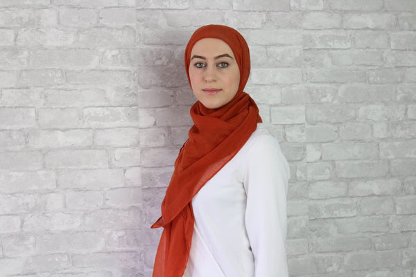 Burnt Orange Cotton Hijab - Afflatus Hijab - Cotton