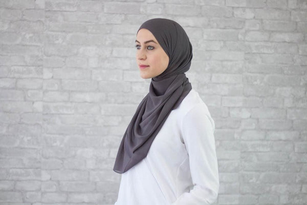 Dark Grey Chiffon Hijab - Afflatus Hijab - Chiffon Hijabs