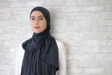 Dark Grey Jersey Hijab - Afflatus Hijab - Hijabs Jersey