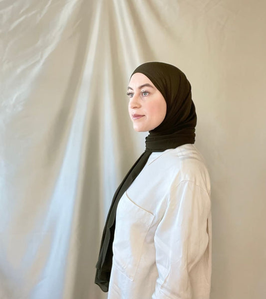 Dark Olive Green Chiffon Hijab - Afflatus Hijab - Chiffon, hijab
