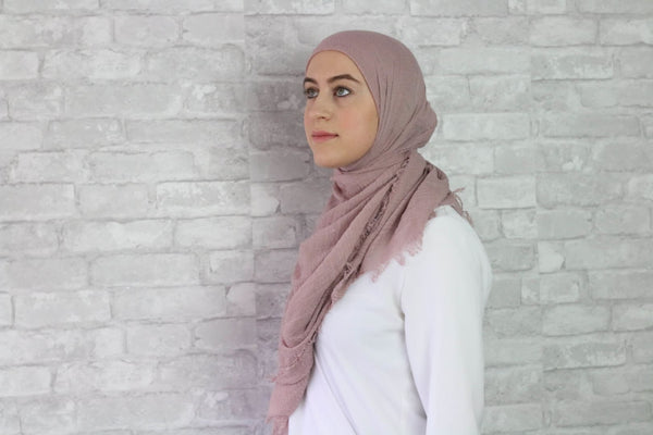Dusty Pink Crinkled Hijab - Afflatus Hijab - Crinkled Hijabs