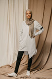 sweater, grey, asymmetrical, women, womens clothing, modest, modesty, modest fashion, hijab, hijab fashion, fashion, hijab style
