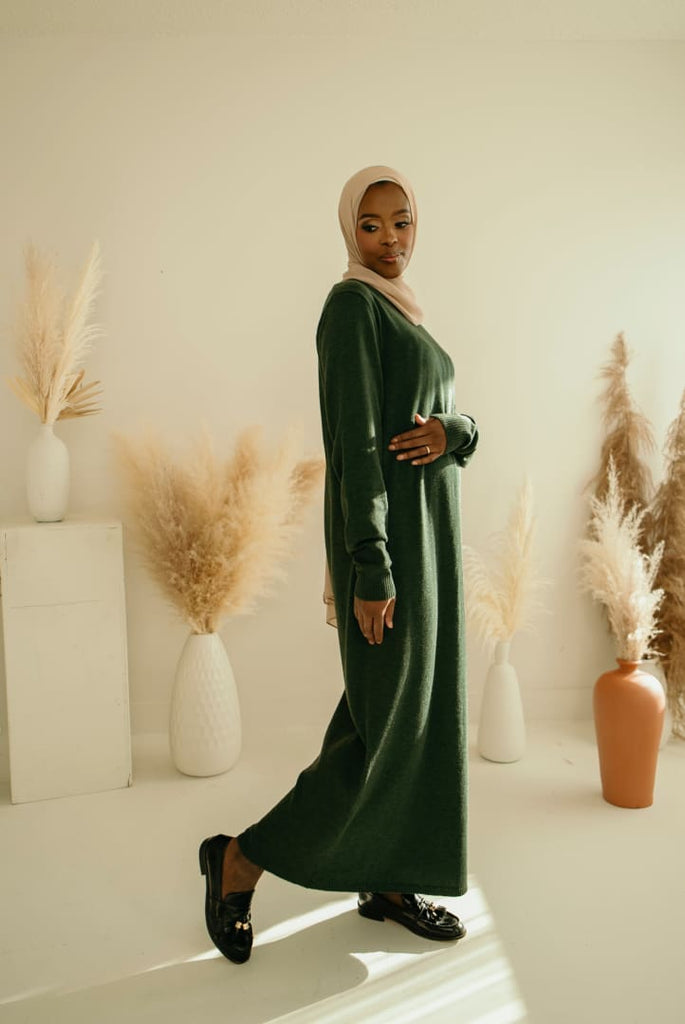 Afflatus Hijab - Khadija (RA) Forest Green Sweater Dress Afflatus Hijab - Khadija (RA) Forest Green Sweater Dress