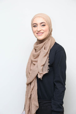 Latte Crinkled Hijab - Afflatus Hijab - crinkled hijabs