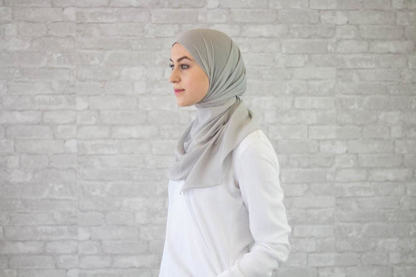 Light Grey Chiffon Hijab - Afflatus Hijab - Chiffon Hijabs