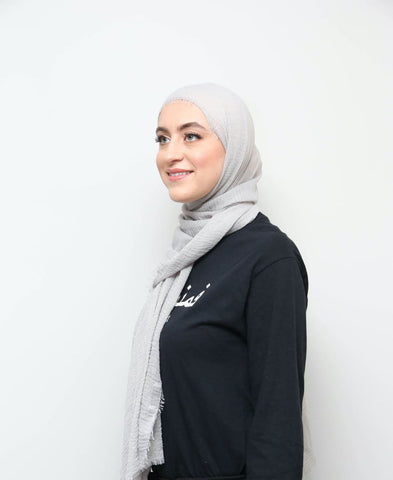 Light Grey Crinkled Hijab - Afflatus Hijab - crinkled hijabs