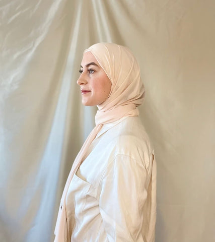 Light Peach Chiffon Hijab - Afflatus Hijab - Chiffon, Hijabs
