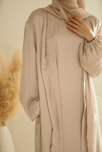 Maryam (AS)- Satin Open Abaya - Afflatus Hijab - abaya, modest, modest clothing, modest fashion, modest wear