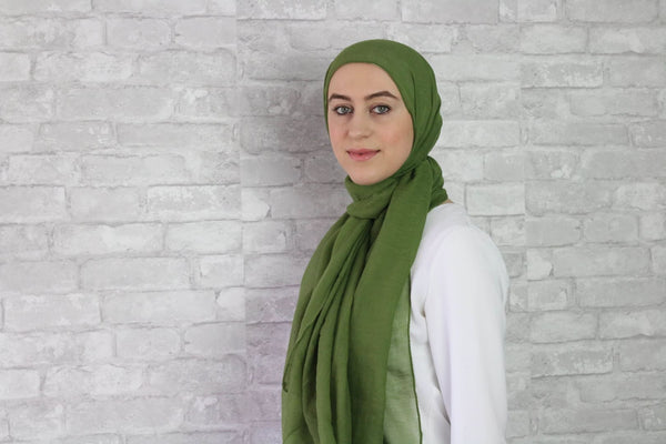 Military Green Cotton Hijab - Afflatus Hijab - Cotton