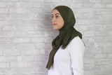 Olive Green Crinkled Hijab - Afflatus Hijab - Crinkled Hijabs