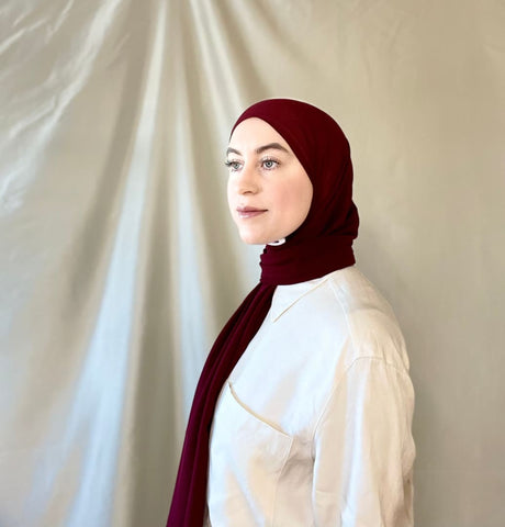 Red Wine Chiffon Hijab - Afflatus Hijab - Chiffon, Hijabs