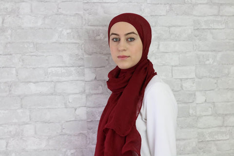 Red Wine Cotton Hijab - Afflatus Hijab - Cotton