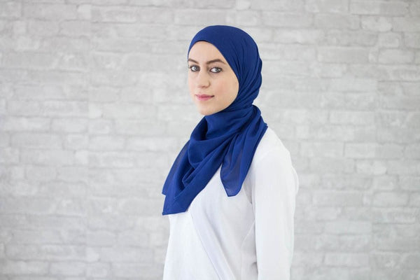 Royal Blue Chiffon Hijab - Afflatus Hijab - Chiffon Hijabs