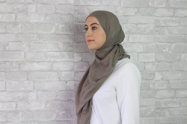 Taupe Crinkled Hijabs - Afflatus Hijab - Crinkled Hijabs